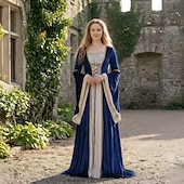 economico Vestito-Abito Medievale Rinascimento Lunghezza alla caviglia Vestito Manica del polsino svasato Strega Vichingo Abiti reali Costume Per donna Celtico Reale Halloween Carnevale Performance LARP Fiera
