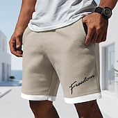 cheap Men's 3D Sweat Shorts-Men's Letter Print Funny Slang Waffle Shorts Casual Shorts Textured Shorts Mid Waist Fashion Casual Daily Vacation Elastic Drawstring Waist Shorts with Pockets Designer Clothing Apparel