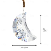 お買い得  壁の彫刻-1/6個 50mm レインボームーンクリスタルサンキャッチャープリズムペンダント 家庭、オフィス、庭の装飾用工芸品 レインボーメーカー ウィンドウペンダント