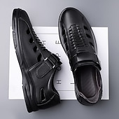 baratos Sandálias de Férias-Sapatos casuais masculinos marrons com fivela e recortes, confortáveis para caminhada, ideais para uso diário, viagens, dirigir, escritório, looks casuais de negócios, fins de semana e estilo elegante.
