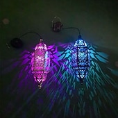abordables Éclairages pour allées-Lanterne suspendue d'extérieur à projection solaire baroque en métal creux, étanche, avec éclairage LED pour jardin, cour, allée, pelouse, terrasse, fête, vacances, ambiance chaleureuse, violet