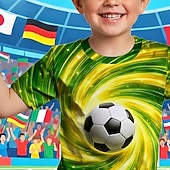 cheap Boy's 3D Sports &amp; Game-Boys' 3D Graphic Football Soccer T Shirts T shirt Tee Short Sleeve 3D Print Summer Spring Sports Fashion Streetwear Kids 4-12 Years Crew Neck Casual Daily Outdoor Regular Fit