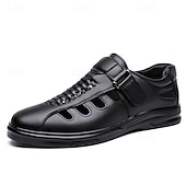 baratos Sandálias de Férias-Sapatos casuais masculinos marrons com fivela e recortes, confortáveis para caminhada, ideais para uso diário, viagens, dirigir, escritório, looks casuais de negócios, fins de semana e estilo elegante.