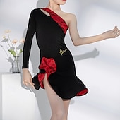 voordelige Toppen en Sets-Latijnse dans Kinderdanskleding Latin Salsa Dance Rokken Gesplitst Voor meisjes Prestatie Alledaagse kleding Lange mouw Hoog Spandex
