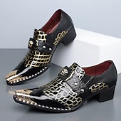 cheap Loafers-Men's Dark Brown Faux Leather Monk Strap Shoes – Croc Embossed Dress Shoes, Business, Wedding &amp; Formal Wear