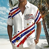  Per uomo 4 luglio, 250° anniversario degli Stati Uniti Bandiera degli Stati Uniti Noi, il popolo Camicia Camicia Estiva Camicia con Bottoni Manica Corta Patriotico All'aperto Ferie Estate Primavera