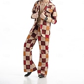 Χαμηλού Κόστους Ενδύματα-Σετ Ρετρό / Βίντατζ Δεκαετία '70 Παντελόνια Πουκάμισο Μακριά Μανίκια Χίπισσα Ντίσκο Καρώ / Gingham Φανταχτερή Φόρεμα Ανδρικά Απόκριες μουσικό φεστιβάλ Ρετρό Θεματικό Πάρτι Ενηλίκων