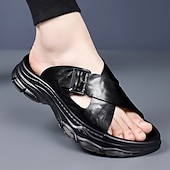 levne Pohodlné sandály-Pánské mokasíny z umělé kůže – pohodlné letní sandály s otevřenou špičkou a nastavitelným páskem, lehké a prodyšné, ideální pro každodenní nošení, cestování a volný čas v přírodě