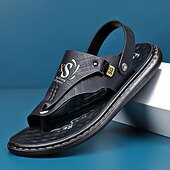 abordables Sandalias de Vacaciones-Sandalias de hombre de piel sintética marrón: calzado informal de verano, correa ajustable, ideales para viajes al aire libre y para el día a día.