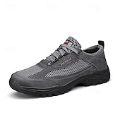 baratos Tênis Casuais-Botas de caminhada masculinas para atividades ao ar livre – mistura de couro sintético e camurça, sola antiderrapante durável, design respirável, perfeitas para aventuras ao ar livre, viagens e uso casual diário.
