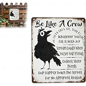 olcso fali szobrok-légy olyan, mint egy varjú vintage fém tábla, vicces pozitív falikép, varjú művészeti fali plakett humoros idézettel, rusztikus parasztház dekoráció otthoni irodába, konyhába és bárba, inspiráló