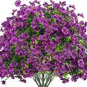 お買い得  造花-屋外の春の装飾用、人工造花8束。シルク製のカラフルな紫色のUV耐性リアルな造花で、屋外のポーチ、パティオ、庭、プランター、鉢、窓辺のプランターに最適です（ミックス）。