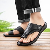 economico Sandali casual-Sandali infradito da uomo in similpelle bianca – comodi infradito estivi, ideali per le vacanze al mare e per l'uso quotidiano.