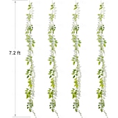 baratos Flor artificial-Guirlanda de flores artificiais de glicínia, 4 peças no total, 8,8 metros de comprimento, flor de seda artificial de glicínia para pendurar em casa, jardim, cerimônia ao ar livre, arco floral de casamento.