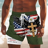billiga Patriotiska 250 Shorts-Herr 4 juli USA:s 250-årsjubileum Örn USA: s flagga Fodrade shorts 2 i 1 simshorts Badshorts Medium Midja Patriotisk Helgdag Sidfickor Med kompressionsfoder Elastisk dragsko i midjan Designer Kläder