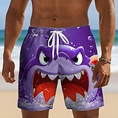  Per uomo Squalo animali dei cartoni animati Costumi da bagno Pantaloncini da mare Pantaloncini da Surf Misura del girovita medio Divertente Vacanza al Mare Tasche Laterali fodera in rete Coulisse