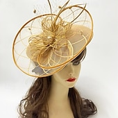 billige Fascinatorer-fascinators Sinamay Bryllup Bursdag Elegant Årgang søt stil Med Perledetaljer Tyll Hodeplagg Hodeplagg