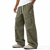abordables Pantalons Cargo-Pantalon cargo en denim 100 % coton softfade™ pour homme, coupe décontractée, taille élastiquée avec cordon de serrage, jambes larges, coupe unie, confortable et respirant, longueur standard, style décontracté au quotidien, idéal pour les activités de ple