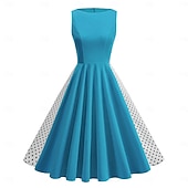cheap Dresses-1950s Retro Vintage Rockabilly Dress Swing Dress Flare Dress Sleeveless Polka dots Fit &amp; Flare Swing Fancy Dress Women's Carnival Masquerade Prom Office / Career Event / Party Adults' Homecoming