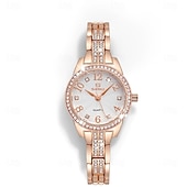 abordables Relojes de Cuarzo-Regalo del Día de la Madre Reloj de Cuarzo para Mujeres Reloj de Aleación con Decoración de Rhinestones