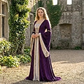 economico Vestito-Abito Medievale Rinascimento Lunghezza alla caviglia Vestito Manica del polsino svasato Strega Vichingo Abiti reali Costume Per donna Celtico Reale Halloween Carnevale Performance LARP Fiera