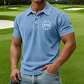 Недорогие Патриотические 250 Поло-4 июля 2026 г., 250-летие Муж. Американский флаг США Рубашка с кислотной стиркой 100% хлопок С короткими рукавами Футболки поло Рубашки с воротником На каждый день