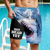  Herren Tiermotiv Hai Lustiger Slang Gefütterte Shorts 2 in 1 Badeshorts Badeanzüge Badeshorts Mittlere Taille Hawaiianisch Strandurlaub Seitentaschen Mit Kompressionsfutter Elastischer Kordelzug in