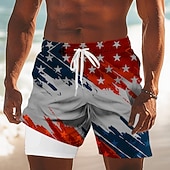  Herren 250. Jahrestag des Unabhängigkeitstages der USA am 4. Juli US Flagge Gefütterte Shorts 2 in 1 Badeshorts Badeshorts Mittlere Taille Patriotisch Ferien Seitentaschen Mit Kompressionsfutter