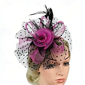 voordelige Fascinators-fascinators Tule Veren Bruiloft Verjaardag Elegant Vintage leuke Style Met Veer Tule Helm Hoofddeksels
