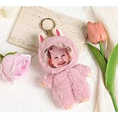 お買い得  パーソナライズされたテキスタイル-カスタム面白い顔のぬいぐるみキーホルダー、パーソナライズされた写真イースターバニーキーホルダーギフト写真人形ウサギの耳、ソフトバッグチャーム、バックパックアクセサリー、子供、ガールフレンド、花嫁介添人へのギフト