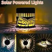 tanie Kinkiety zewnętrzne-2 zewnętrzne solarne metalowe lampy ścienne z projekcją motyli, wodoszczelne IP44, do ogrodzeń, schodów, ścieżek ogrodowych, ogrodu, podwórka, ogrodu willowego