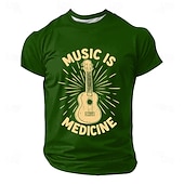  Musikfestival Herren Musik Lustig Gitarre T Shirt Kurzarm T-Shirt 3D-Druck Rundhalsausschnitt Hemd Mode Täglich Täglich Straße Blau Schwarz Rote Sommer Frühling Bekleidung S M L XL XXL XXXL