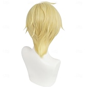tanie Peruki anime-krótka, jasnoblond peruka anime w stylu ocean adventurer na imprezę cosplay