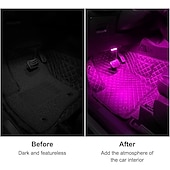 baratos Luzes decorativas-Conjunto de 1 conjunto de luzes LED internas sem fio para carro, luzes coloridas para interior de carro com 6 LEDs brilhantes, luz noturna LED interna portátil recarregável via USB para decoração de carro.