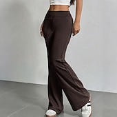 abordables Pantalones de pierna recta-Mujer Pantalones de Deporte Pantalones Pantalones de verano Pantalones casuales Vacaciones Moda Casual / Diario Longitud total Alta cintura Plano Correa Cintura elástica Pierna recta Comodidad Suave