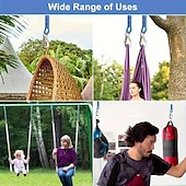 cheap Outdoor Recreation-2pcs Stainless Steel Heavy Duty Hook Ring Swing Hanging Rope, Camping Hammock Rope, Outdoor Swing Yoga Strap, Durable Nylon Material, Suitable for Outdoor Hammocks, Tree Swings, Patio Chairs