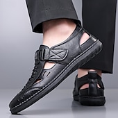 voordelige Casual sandalen-Casual loafers voor heren van imitatieleer – ademend ontwerp met uitsparingen, zachte, gedempte zool, gemakkelijk aan te trekken, elegante schoenen voor elke dag, werk, reizen en buitenactiviteiten.