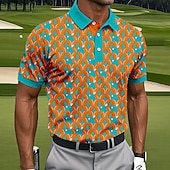 tanie Męska koszulka polo do golfa-Męskie Geometryczny Golf Koszulki sportowe polo Krótki rękaw Koszulki polo Koszule z kołnierzykiem Codzienny Athleisure Guziki Lato Niebieski Fioletowy Pomarańczowy