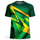  Voor heren Voetbalshirt Geometrisch Brazilië Truien Sportief T-shirt Zomer Kleurenblok Korte mouw UPF 50 Sneldrogend Vochtregelerend Ademend Toernooi Voetbal Informeel Hardlopen Joggen Opleiding Groen