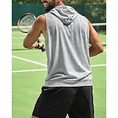 billige Herreskjorte-Herre Ensfarget Treningstank topp Sportstopp Ermeløs Ta igjen glidelåsen Med hette Hurtigtørkende Stretch Fukttransport Pustende Tennis Golfsko Pickleball Med hette Vest Mørkegrå Svart Rød Tennis klær