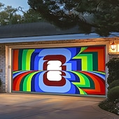 cheap Garage &amp; Door Banners-2026 Global Soccer Tournament Abstract Geometric Shapes Colorful Mosaic Patchwork Garage Door Banner Mural Outdoor House Yard Decor Modern Art Sports Fan Celebration Backdrop Large Sign