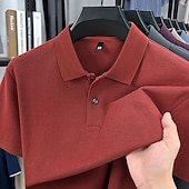 cheap Men's Classic Polo-Men's Polo Polo Shirts Casual Vacation Lapel Short Sleeve Fashion Modern Plain Buttons Plain Summer Spring Regular Fit Lake blue Black White Yellow Pink Red Polo