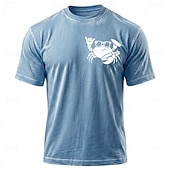voordelige Тропические футболки для отдыха-Voor heren Krab Hawaii T-shirt Minerale wassing T-shirt Korte mouw T-shirt Zuurwas Strakke ronde hals Overhemd Vakantie Vintage Retro Casual Strand Reizen blauw Paars Grijs Zomer Lente Kleding M L XL