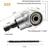 お買い得  ドリルビットセット-フレキシブルドリルビット延長セットには、105°直角ドリル、曲げ可能なドリル延長、1/4 3/8 1/2インチユニバーサルソケットアダプターセット3個、ドリルビットホルダー3個、ドライバービットキットが含まれています。