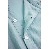 abordables Vacances-Homme Chemise Chemise en lin Chemise Décontractée Chemise Boutonnée Chemise en coton Uni Occasionnel Plage Bleu Noir Blanche Rose Claire Manche Courte Col Rabattu Été Vêtement Tenue Pur