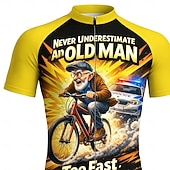 cheap Men's Jerseys-Men Cycling Jersey Downhill Jersey Funny Never Underestimate An Old Man With A Bicycle Short Sleeve Bike Shirt Jersey T Shirt with 3 Rear Pockets Mountain Bike MTB Road Bike Cycling UV Resistant Fast