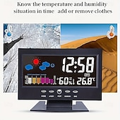 cheap Testers &amp; Detectors-Intelligent Multi-function Voice-controlled Digital Weather Clock With Backlight, Temperature And Humidity Measurement, Weather Forecast, Electronic Clock, And Alarm Clock