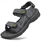 billige Utendørs sandaler-herre brune utendørssandaler justerbare sportssandaler med borrelås åpen tå komfortable tursko for fotturer, reiser, strandferie, camping, utendørseventyr og sommerens daglige bruk