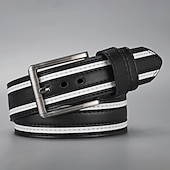 billiga Herrbälten-Herr Bälte Justerbara Läder Legering Streetwear Nutida Fritid Färgblock Blå Svart Dagligen Företag Formell Midjebälte