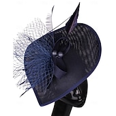cheap Fascinators-Fascinators Polyester Wedding Birthday Vintage Cute Retro With Feather Headpiece Headwear